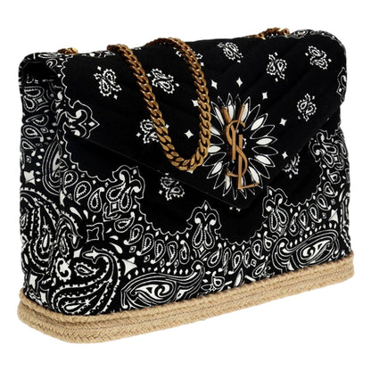 Saint Laurent Loulou Black Paisley Quilted Cross Body Bag