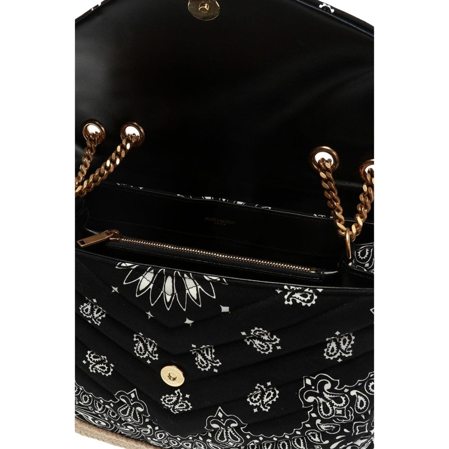 Saint Laurent Loulou Black Paisley Quilted Cross Body Bag