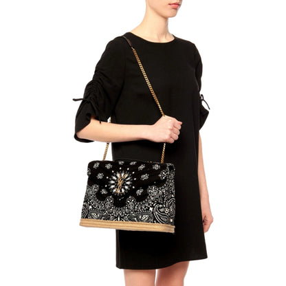 Saint Laurent Loulou Black Paisley Quilted Cross Body Bag