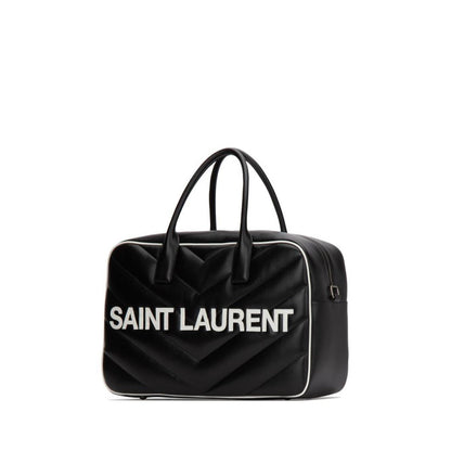 Saint Laurent Miles Logo Black Calf Leather Duffel Bowling Bag