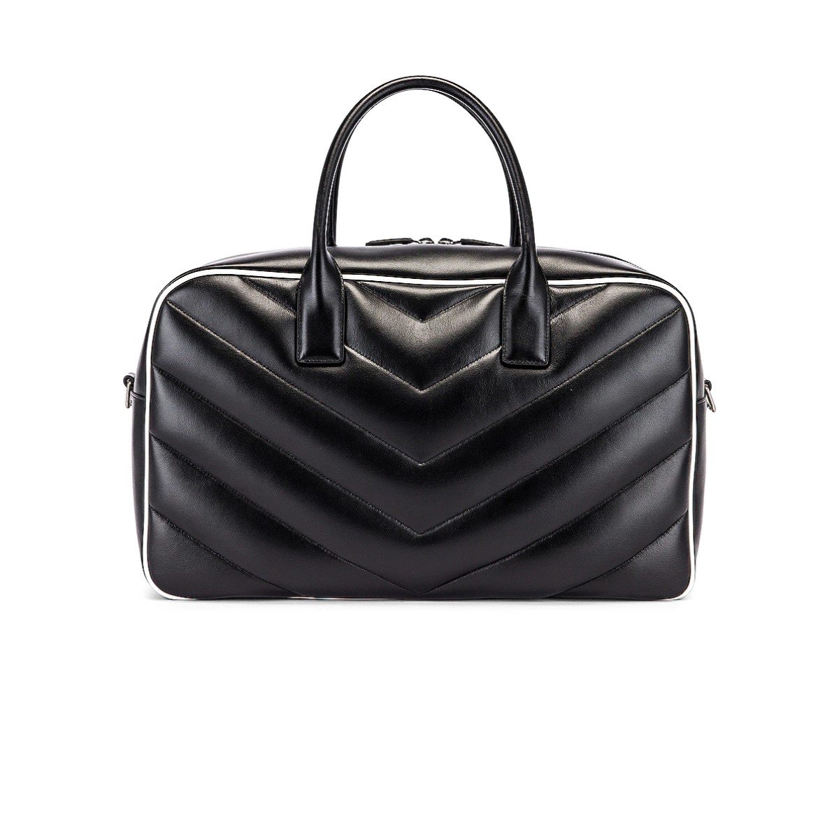 Saint Laurent Miles Logo Black Calf Leather Duffel Bowling Bag