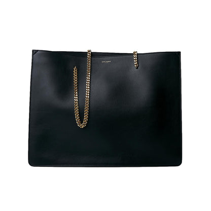 Saint Laurent Siena Ultra Lux Black Calf Leather Chain Shoulder Tote Bag