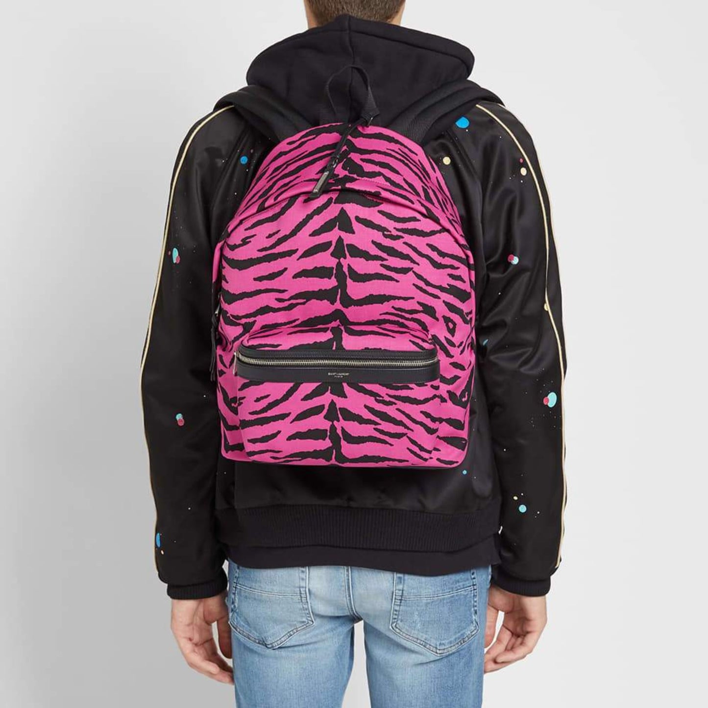 Saint Laurent Unisex Pink Zebra City Backpack