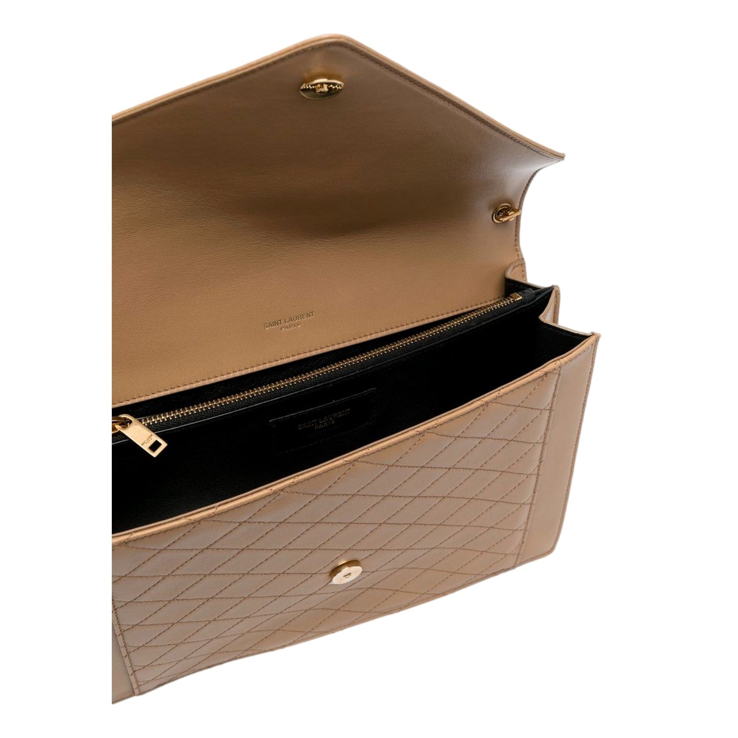 Saint Laurent Gabby Monogram Quilted Lambskin Leather Light Brown Shoulder Bag