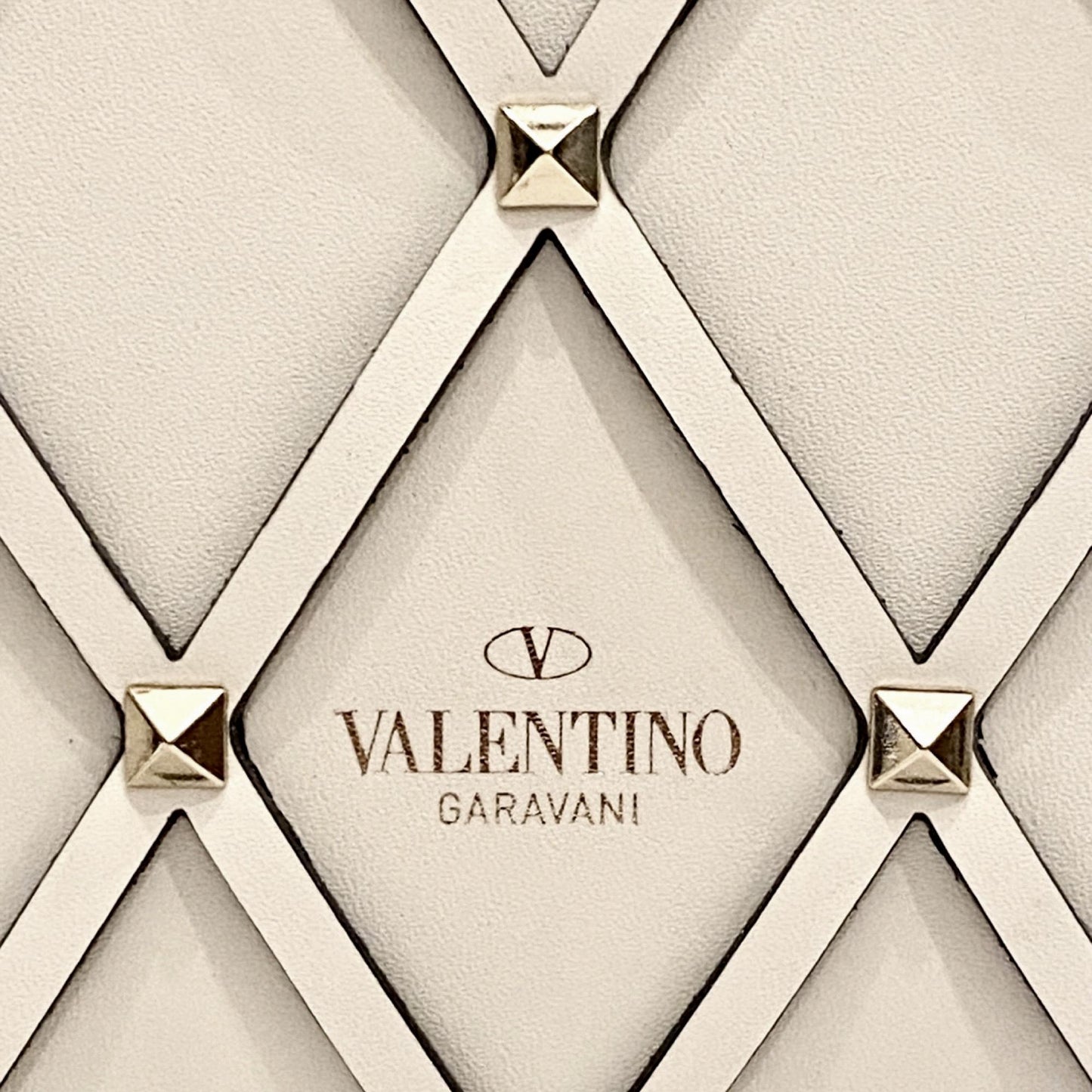 Valentino Garavani Beehive Lattice Ivory Studded Leather Crossbody Tote