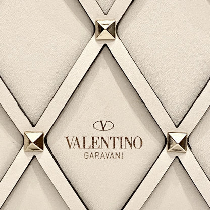 Valentino Garavani Beehive Lattice Ivory Studded Leather Crossbody Tote