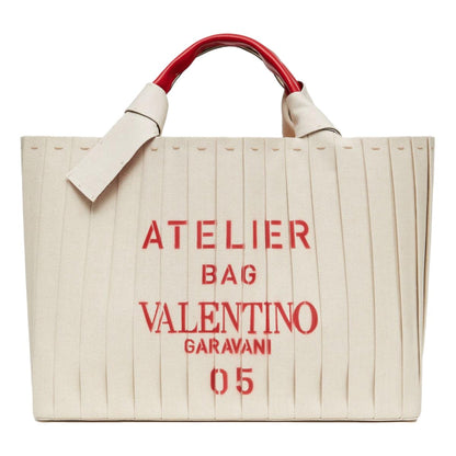 Valentino Garavani 05 Plisse Edition Sac Atelier Large Canvas Tote Bag