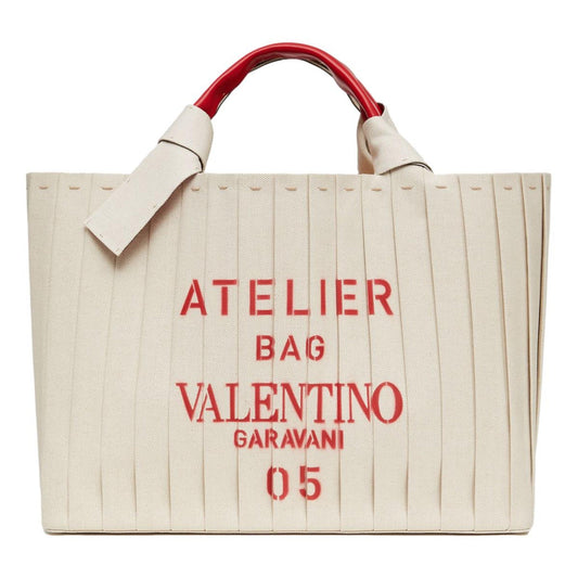Valentino Garavani 05 Plisse Edition Sac Atelier Large Canvas Tote Bag