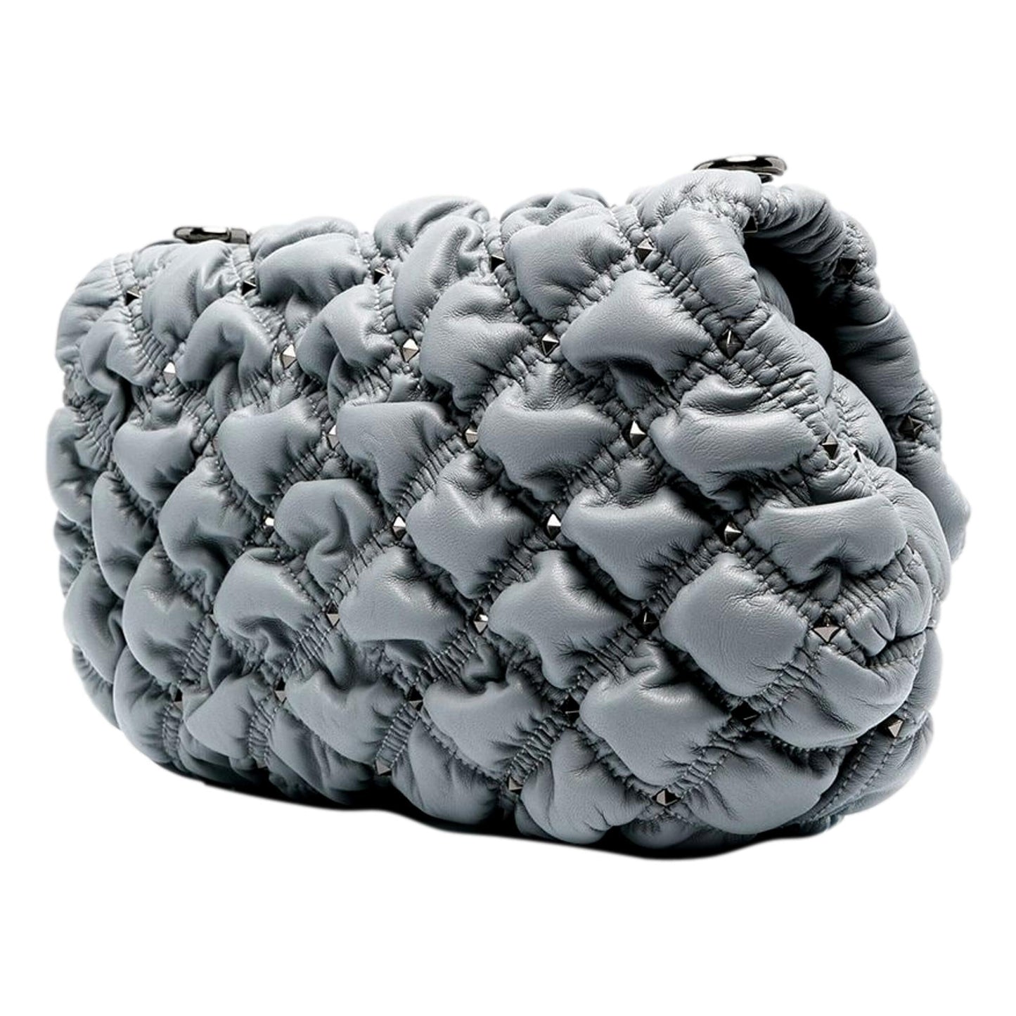 Valentino Garavani Spikeme Gray Studded Leather Medium Crossbody Bag