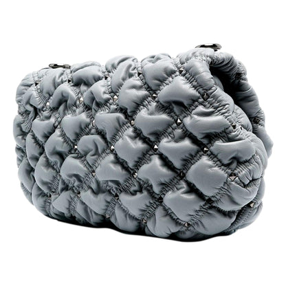 Valentino Garavani Spikeme Gray Studded Leather Medium Crossbody Bag