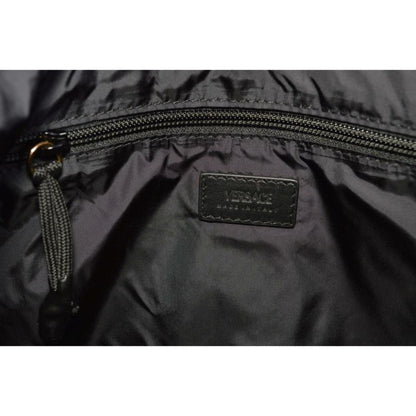 Versace Black Nylon Barocco Signature Print Drawstring Backpack