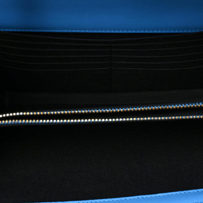 Versace La Medusa Blue Quilted Lamb Leather Crossbody Clutch Bag