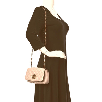 Versace La Medusa Nappa Quilted Beige Leather Chain Small Crossbody Bag