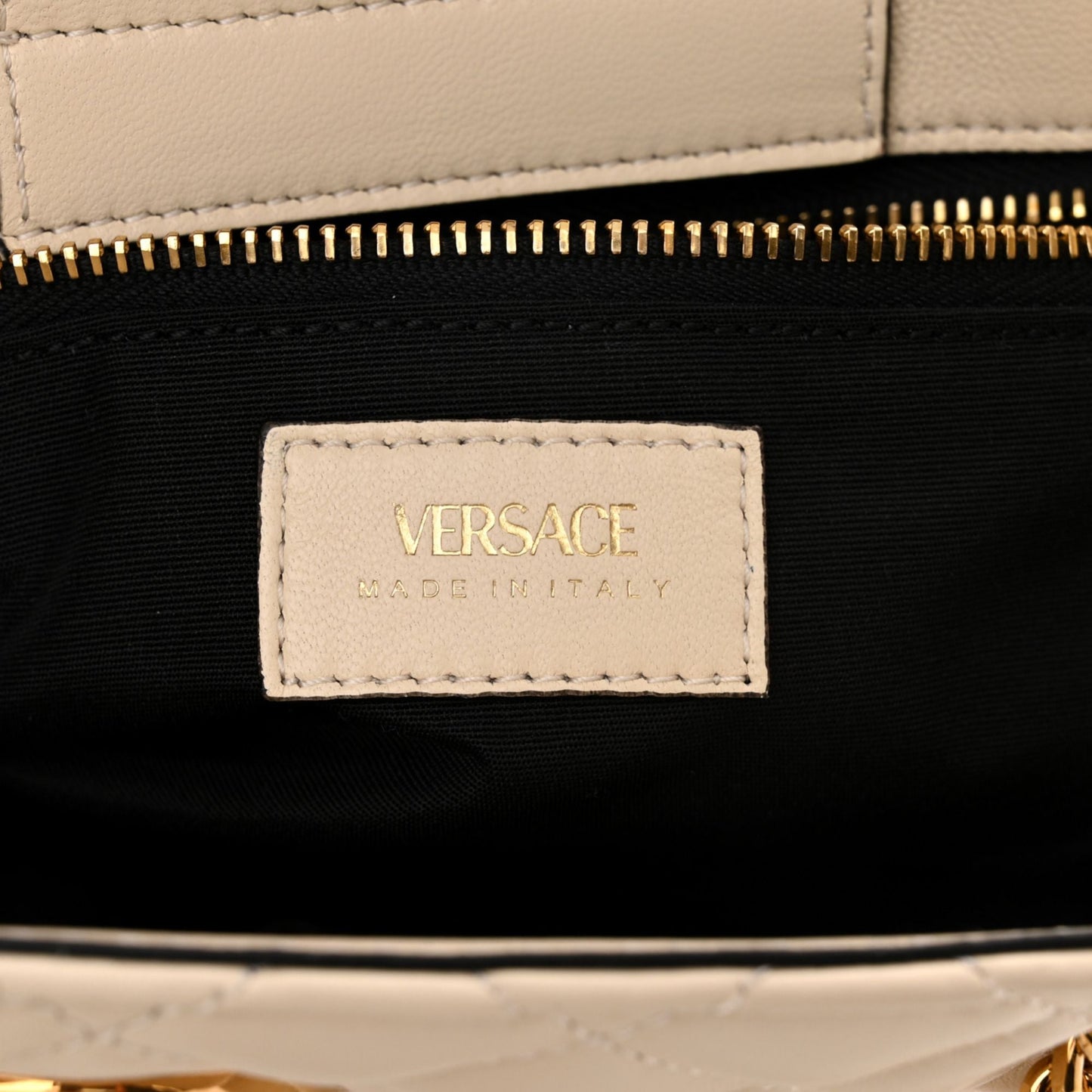 Versace La Medusa Nappa Quilted Beige Leather Large Tote Bag
