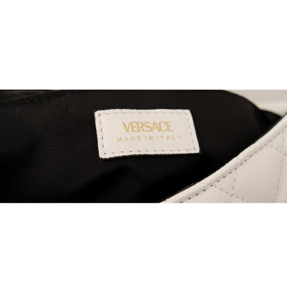 Versace La Medusa Nappa Quilted Beige Leather Chain Small Crossbody Bag