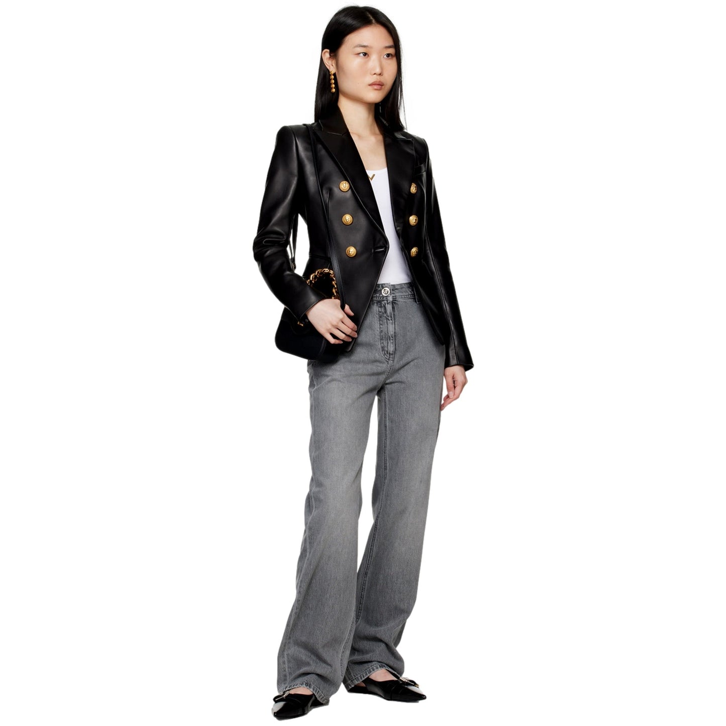 Versace Top Handle Black Mini Vitello Leather Handbag